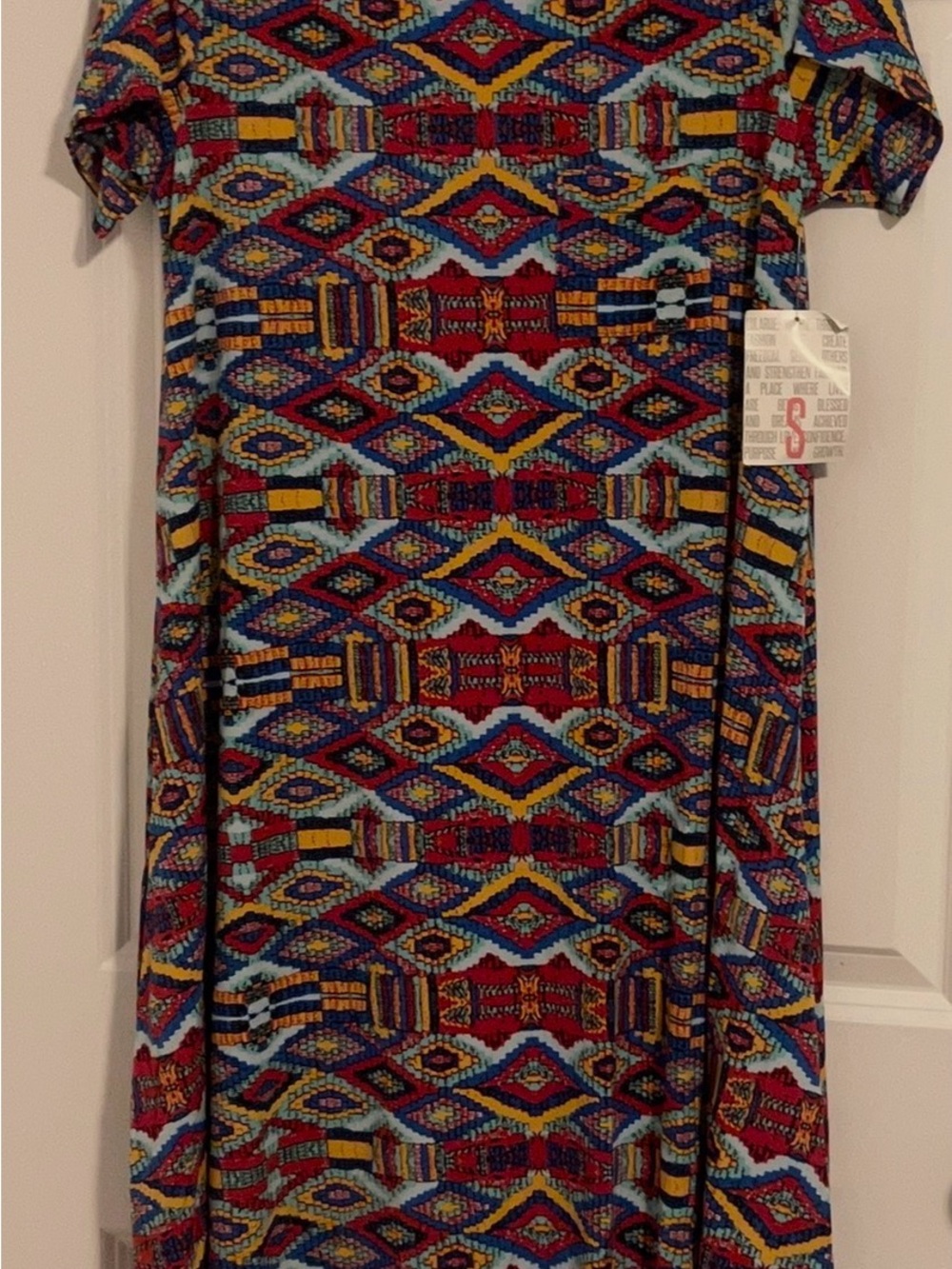 LuLaRoe Carly Multi-Color High Low Dress - Red, Blue, Yellow, Purple